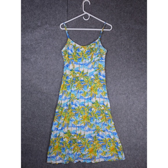 Jams World Dress Women's Small Long Floral Hawaiian Tropical Rayon Zip - Picture 1 of 9